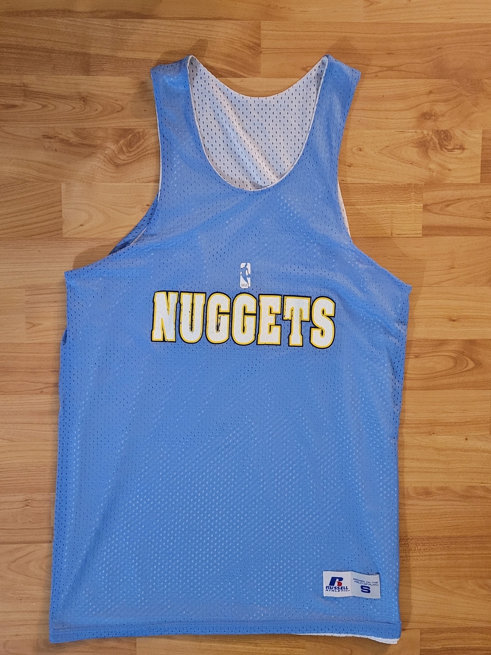 Russell Athletics Denver Nuggets NBA Reversible Blue and White Mesh Jersey Small